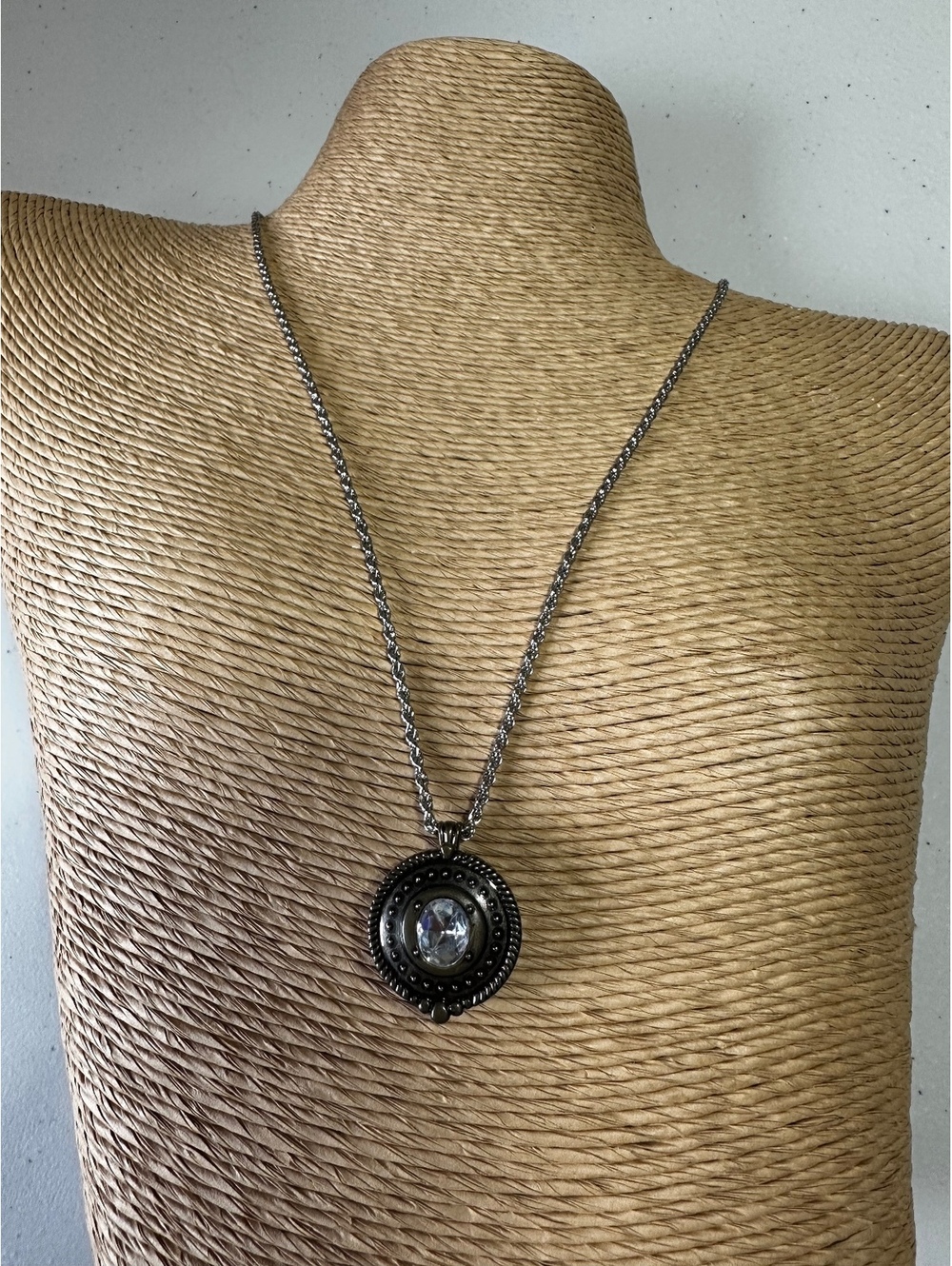 VTG Louis Arden Pocket Watch Pendant Necklace Crystal Locket Tested New Battery